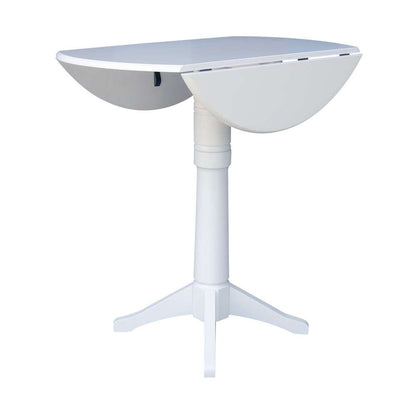 International Concepts - 42in Round Dual Drop Leaf Ped Table - 42.3inH in White Finish - K08-42DPT-27B-6B-2 veiw 4