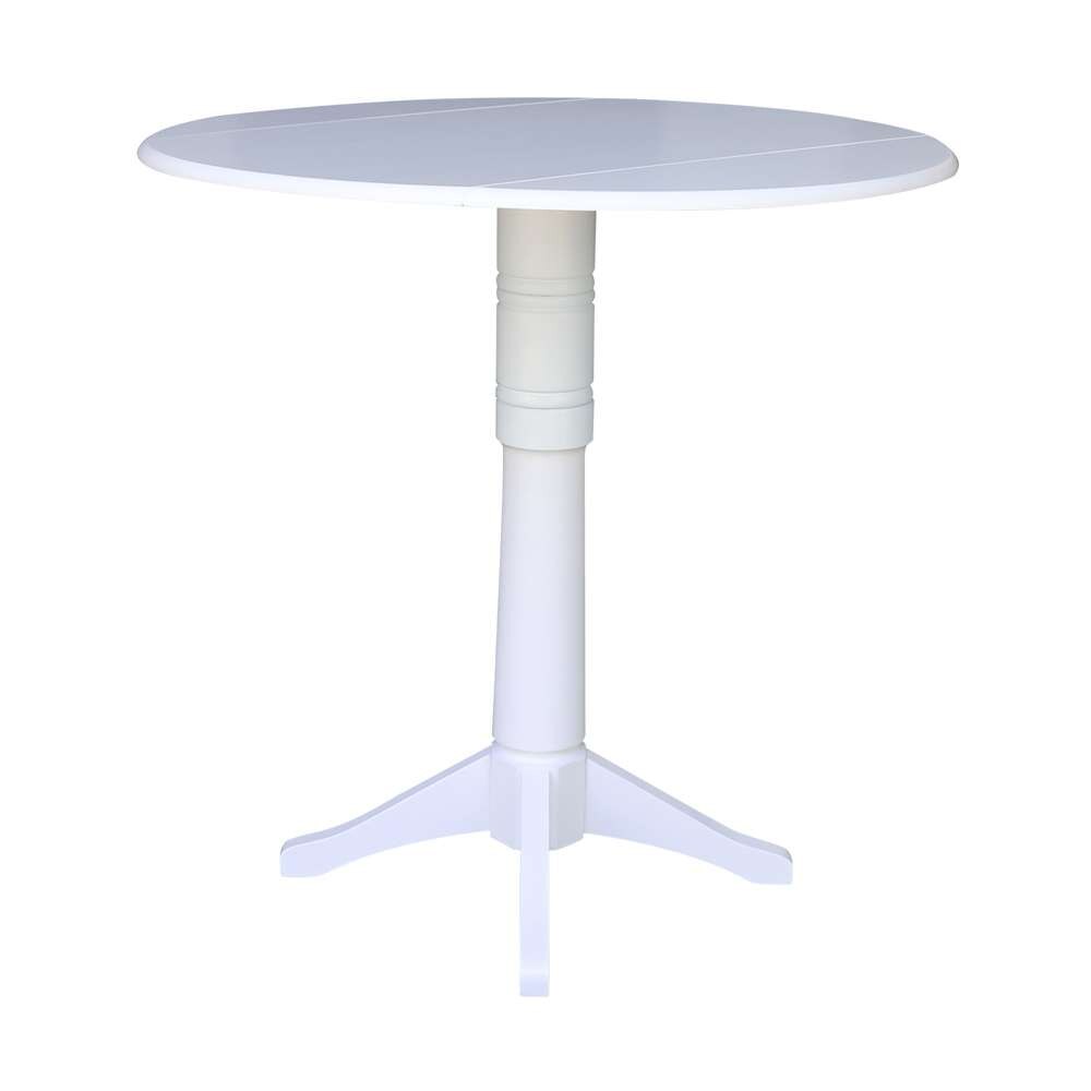 International Concepts - 42in Round Dual Drop Leaf Ped Table - 42.3inH in White Finish - K08-42DPT-27B-6B-2 veiw 5