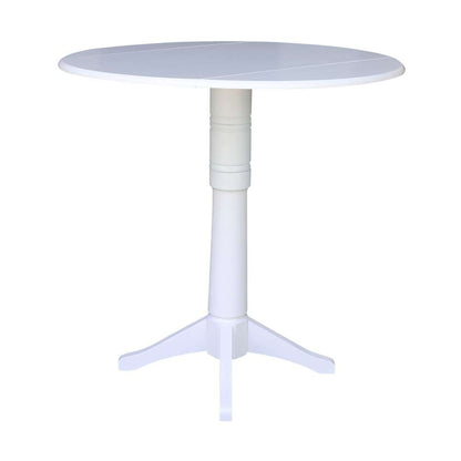International Concepts - 42in Round Dual Drop Leaf Ped Table - 42.3inH in White Finish - K08-42DPT-27B-6B-2 veiw 5