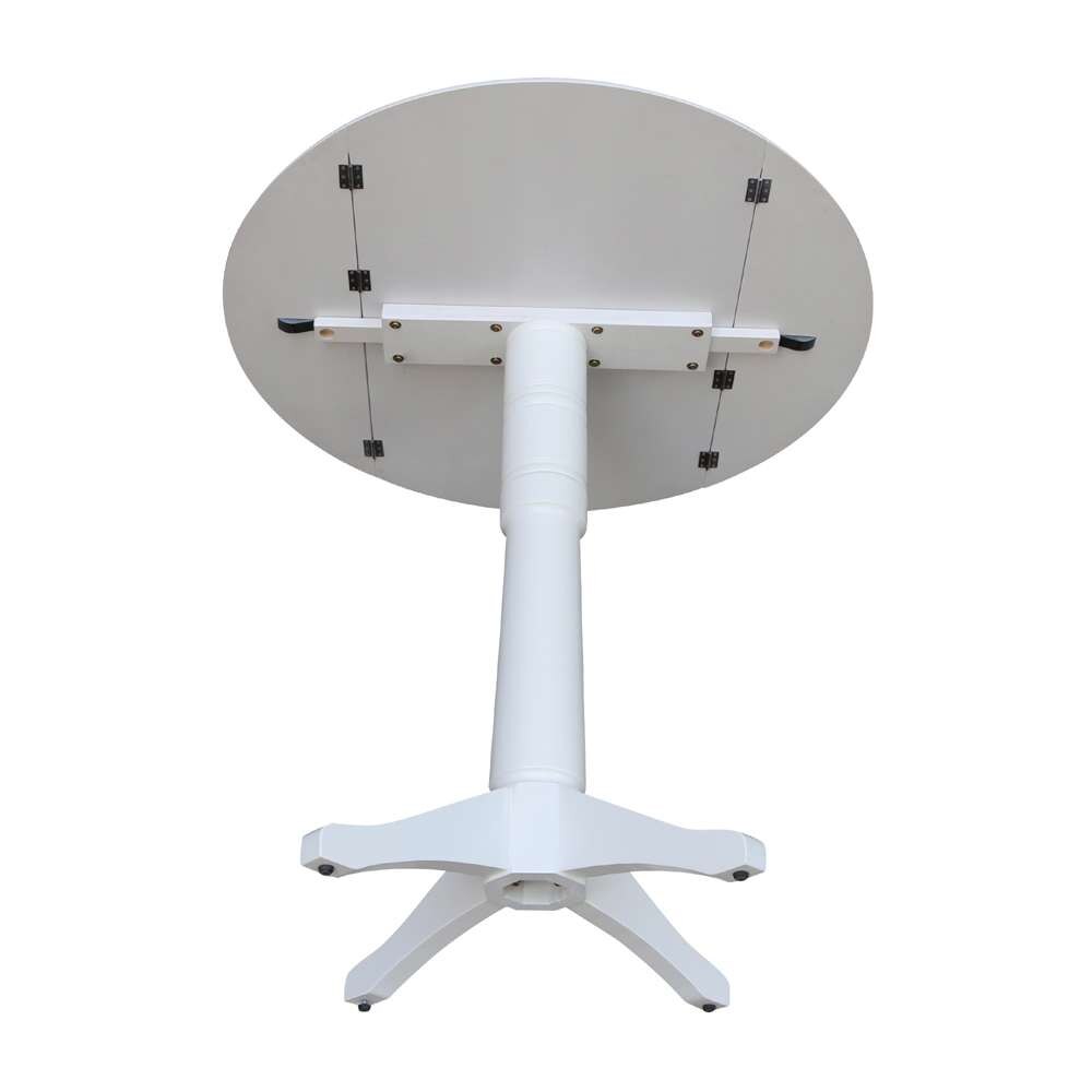 International Concepts - 42in Round Dual Drop Leaf Ped Table - 42.3inH in White Finish - K08-42DPT-27B-6B-2 veiw 6
