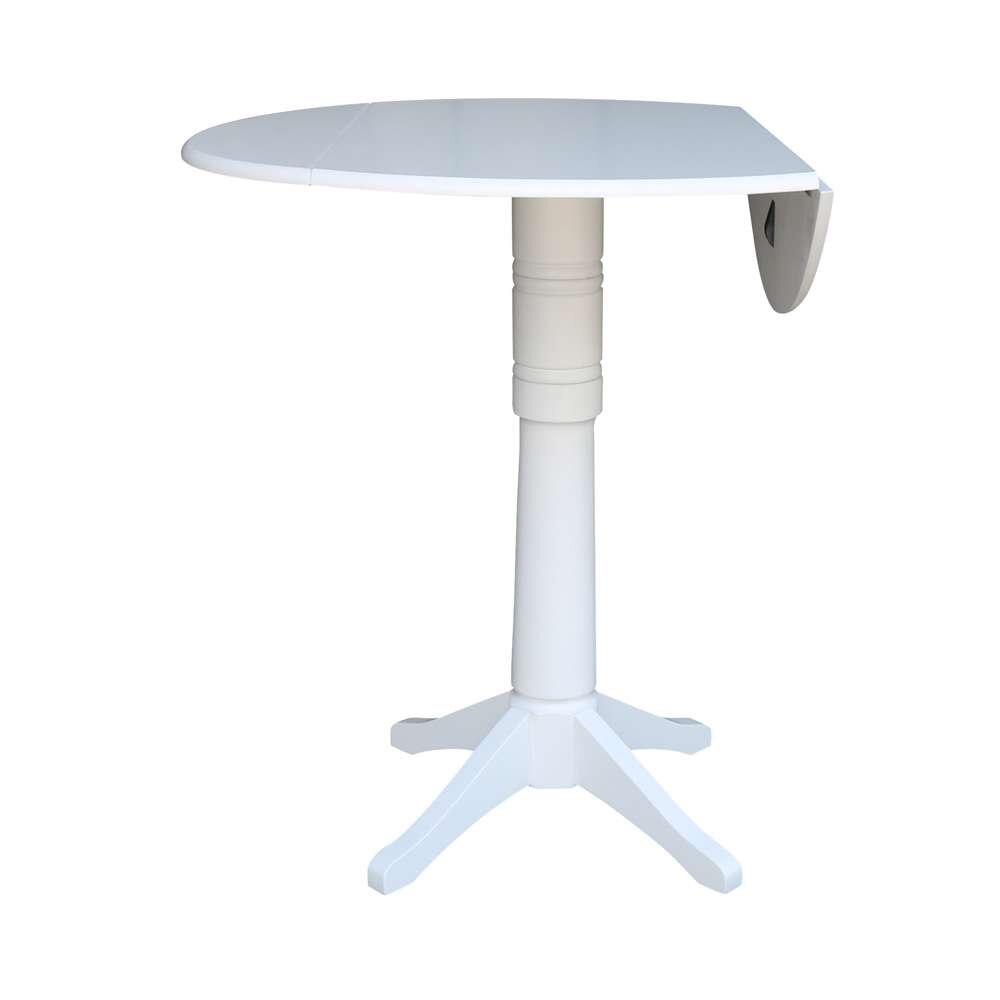 International Concepts - 42in Round Dual Drop Leaf Ped Table - 42.3inH in White Finish - K08-42DPT-27B-6B-2 veiw 7