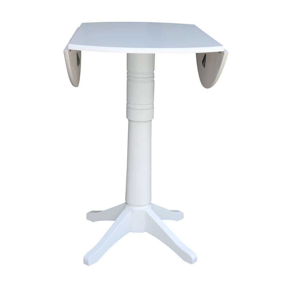 International Concepts - 42in Round Dual Drop Leaf Ped Table - 42.3inH in White Finish - K08-42DPT-27B-6B-2 veiw 8