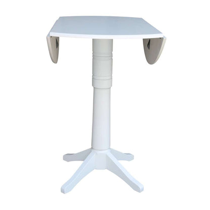 International Concepts - 42in Round Dual Drop Leaf Ped Table - 42.3inH in White Finish - K08-42DPT-27B-6B-2 veiw 8