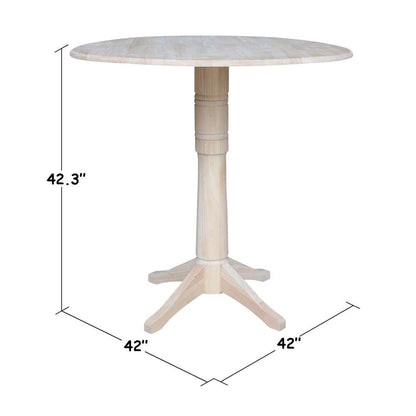 International Concepts - 42in Round Dual Drop Leaf Ped Table - 42.3inH - K-42DPT-27B-6B-2 veiw 2