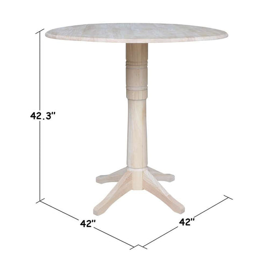 International Concepts - 42in Round Dual Drop Leaf Ped Table - 42.3inH - K-42DPT-27B-6B-2 veiw 2