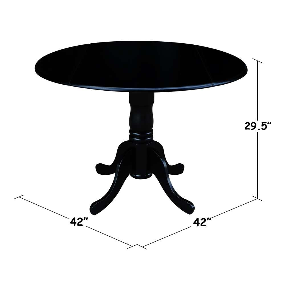 International Concepts - 42in Round Dual Drop Leaf Ped Table in Black Finish - T46-42DP veiw 2
