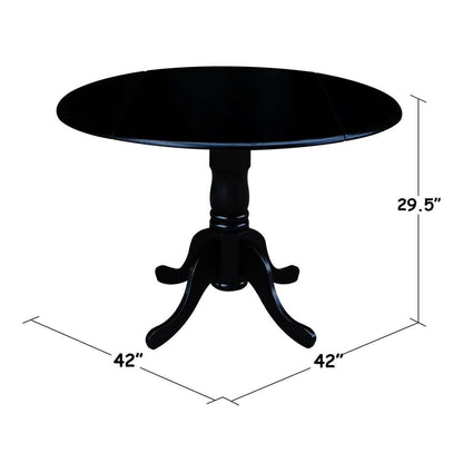 International Concepts - 42in Round Dual Drop Leaf Ped Table in Black Finish - T46-42DP veiw 2