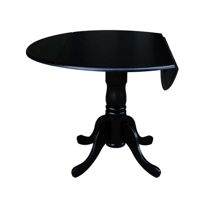 International Concepts - 42in Round Dual Drop Leaf Ped Table in Black Finish - T46-42DP veiw 3