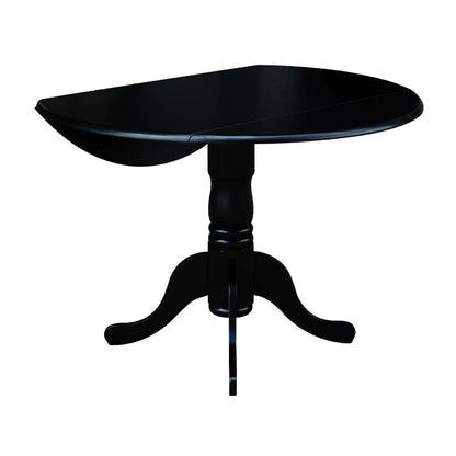 International Concepts - 42in Round Dual Drop Leaf Ped Table in Black Finish - T46-42DP veiw 4
