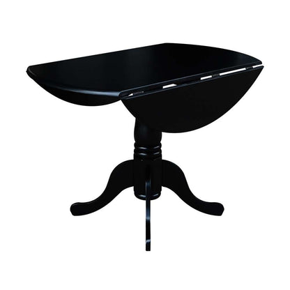 International Concepts - 42in Round Dual Drop Leaf Ped Table in Black Finish - T46-42DP veiw 5