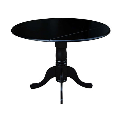 International Concepts - 42in Round Dual Drop Leaf Ped Table in Black Finish - T46-42DP veiw 6