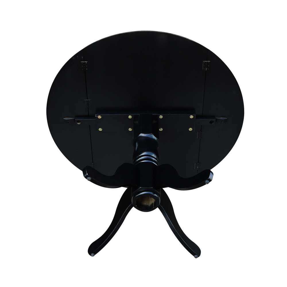International Concepts - 42in Round Dual Drop Leaf Ped Table in Black Finish - T46-42DP veiw 7