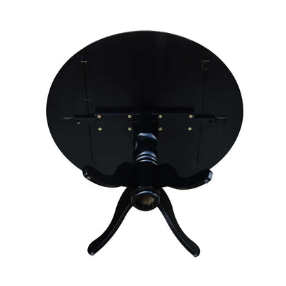 International Concepts - 42in Round Dual Drop Leaf Ped Table in Black Finish - T46-42DP veiw 7