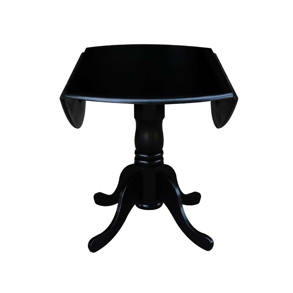 International Concepts - 42in Round Dual Drop Leaf Ped Table in Black Finish - T46-42DP veiw 8