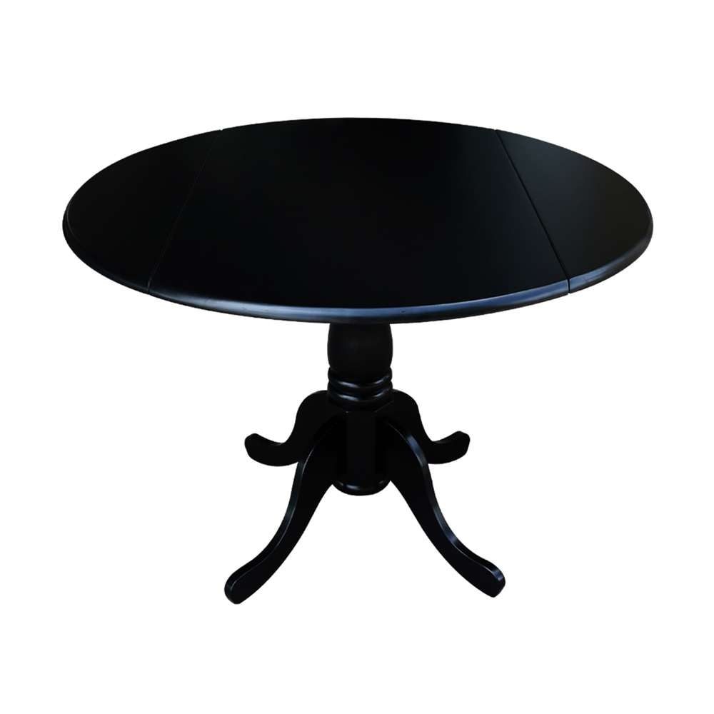International Concepts - 42in Round Dual Drop Leaf Ped Table in Black Finish - T46-42DP veiw 9
