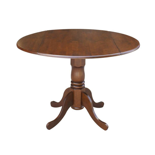 International Concepts - 42in Round Dual Drop Leaf Ped Table in Espresso Finish - T581-42DP veiw 1