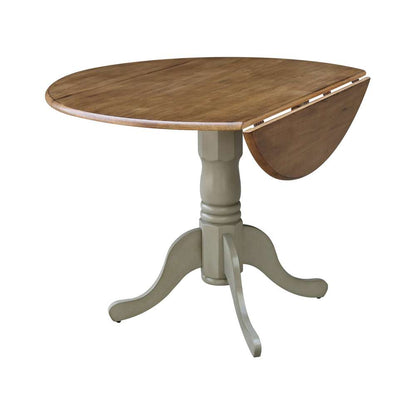 International Concepts - 42in Round Dual Drop Leaf Ped Table in Hickory/Stone Finish - T41-42DP veiw 2