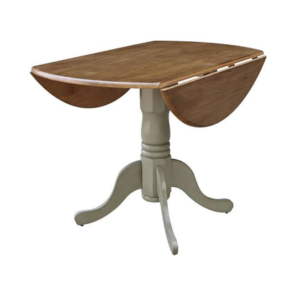 International Concepts - 42in Round Dual Drop Leaf Ped Table in Hickory/Stone Finish - T41-42DP veiw 3
