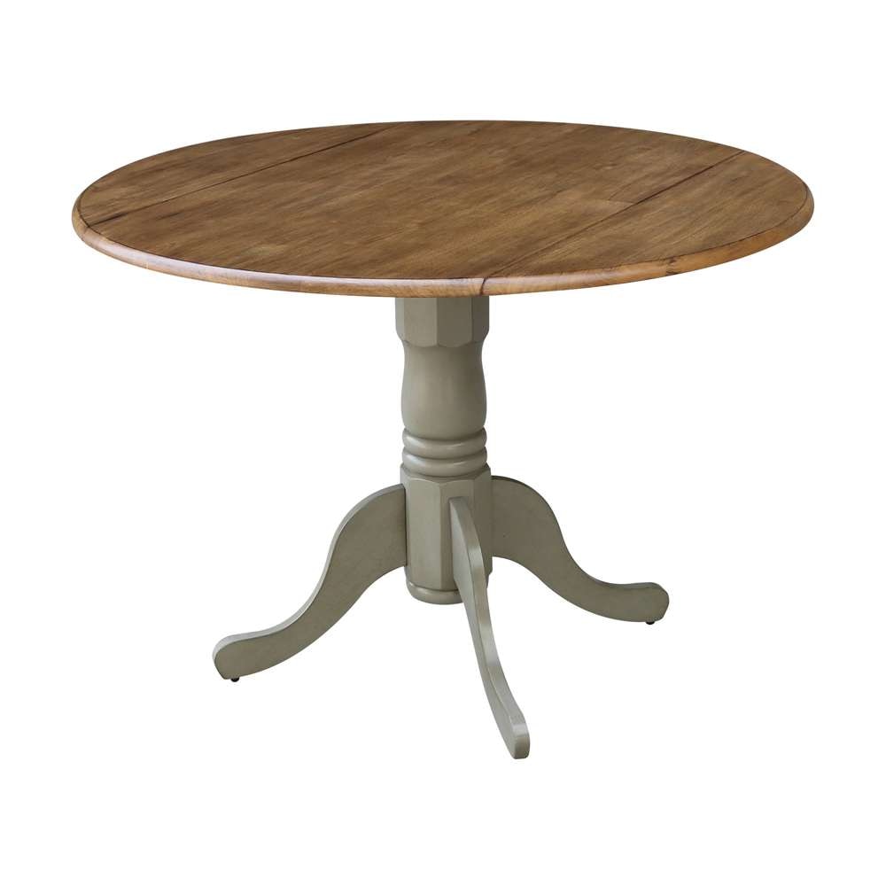 International Concepts - 42in Round Dual Drop Leaf Ped Table in Hickory/Stone Finish - T41-42DP veiw 4