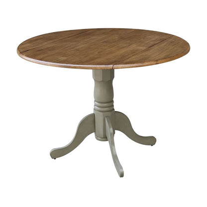 International Concepts - 42in Round Dual Drop Leaf Ped Table in Hickory/Stone Finish - T41-42DP veiw 4