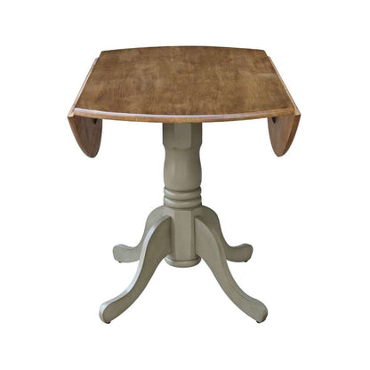 International Concepts - 42in Round Dual Drop Leaf Ped Table in Hickory/Stone Finish - T41-42DP veiw 5