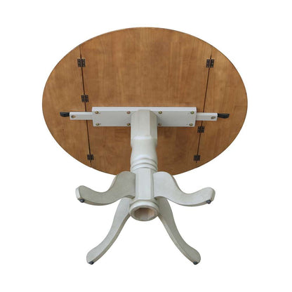 International Concepts - 42in Round Dual Drop Leaf Ped Table in Hickory/Stone Finish - T41-42DP veiw 6