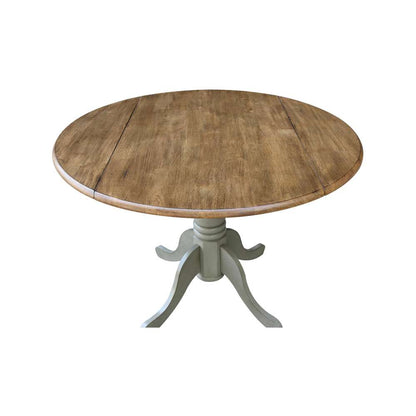 International Concepts - 42in Round Dual Drop Leaf Ped Table in Hickory/Stone Finish - T41-42DP veiw 7