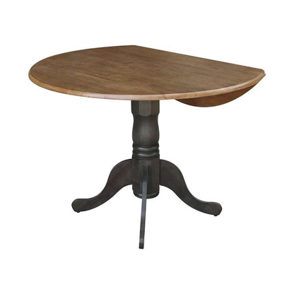 International Concepts - 42in Round Dual Drop Leaf Ped Table in Hickory/Washed Coal Finish - T45-42DP veiw 3