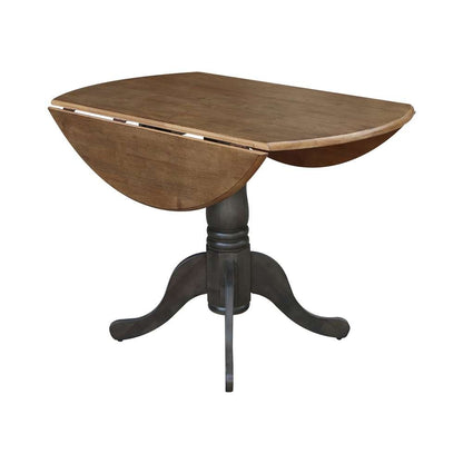International Concepts - 42in Round Dual Drop Leaf Ped Table in Hickory/Washed Coal Finish - T45-42DP veiw 4