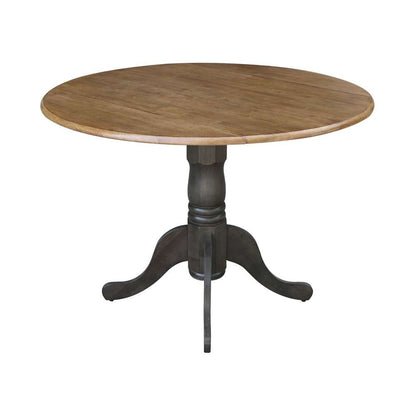 International Concepts - 42in Round Dual Drop Leaf Ped Table in Hickory/Washed Coal Finish - T45-42DP veiw 5
