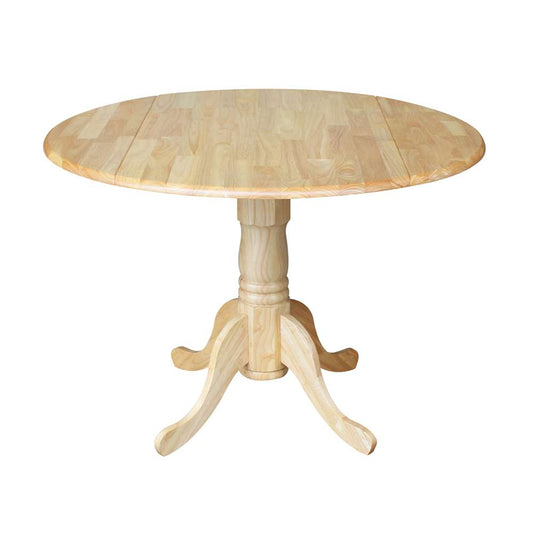 International Concepts - 42in Round Dual Drop Leaf Ped Table in Natural Finish - T01-42DP veiw 1