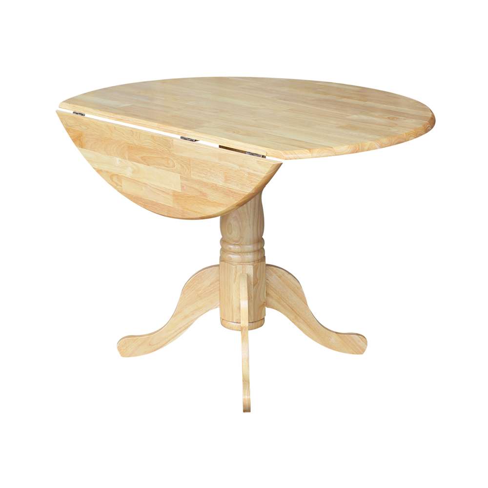 International Concepts - 42in Round Dual Drop Leaf Ped Table in Natural Finish - T01-42DP veiw 4