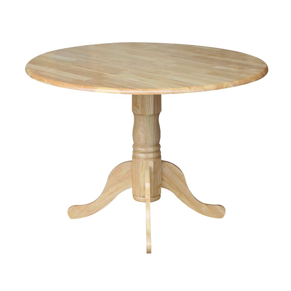 International Concepts - 42in Round Dual Drop Leaf Ped Table in Natural Finish - T01-42DP veiw 6