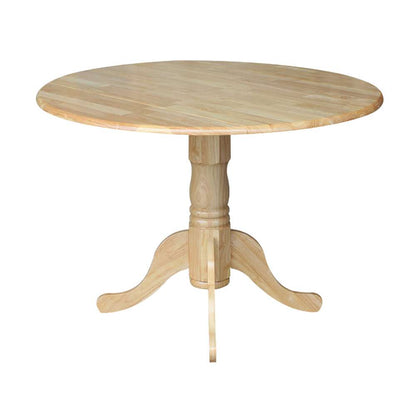 International Concepts - 42in Round Dual Drop Leaf Ped Table in Natural Finish - T01-42DP veiw 6