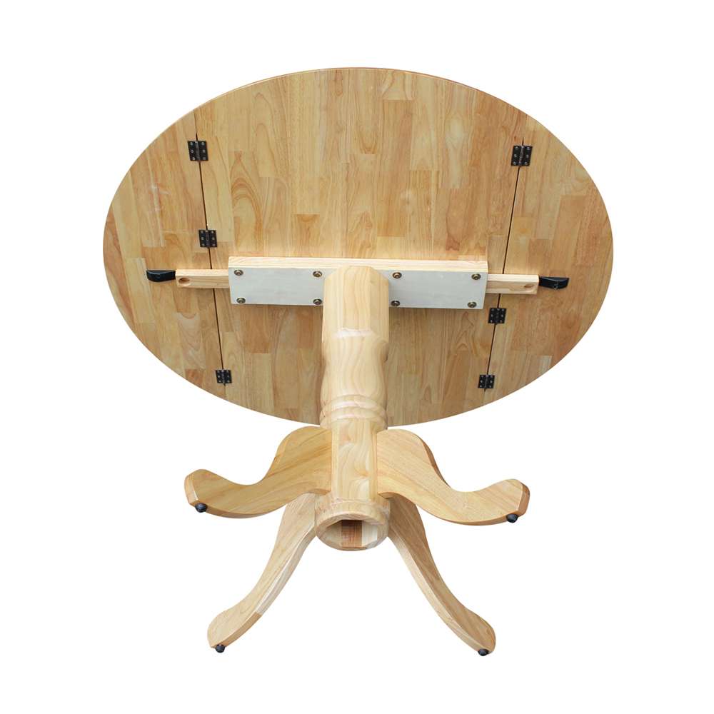 International Concepts - 42in Round Dual Drop Leaf Ped Table in Natural Finish - T01-42DP veiw 8