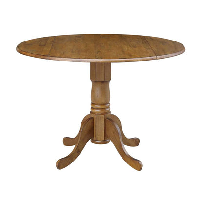 International Concepts - 42in Round Dual Drop Leaf Ped Table in Pecan Finish - T59-42DP veiw 1