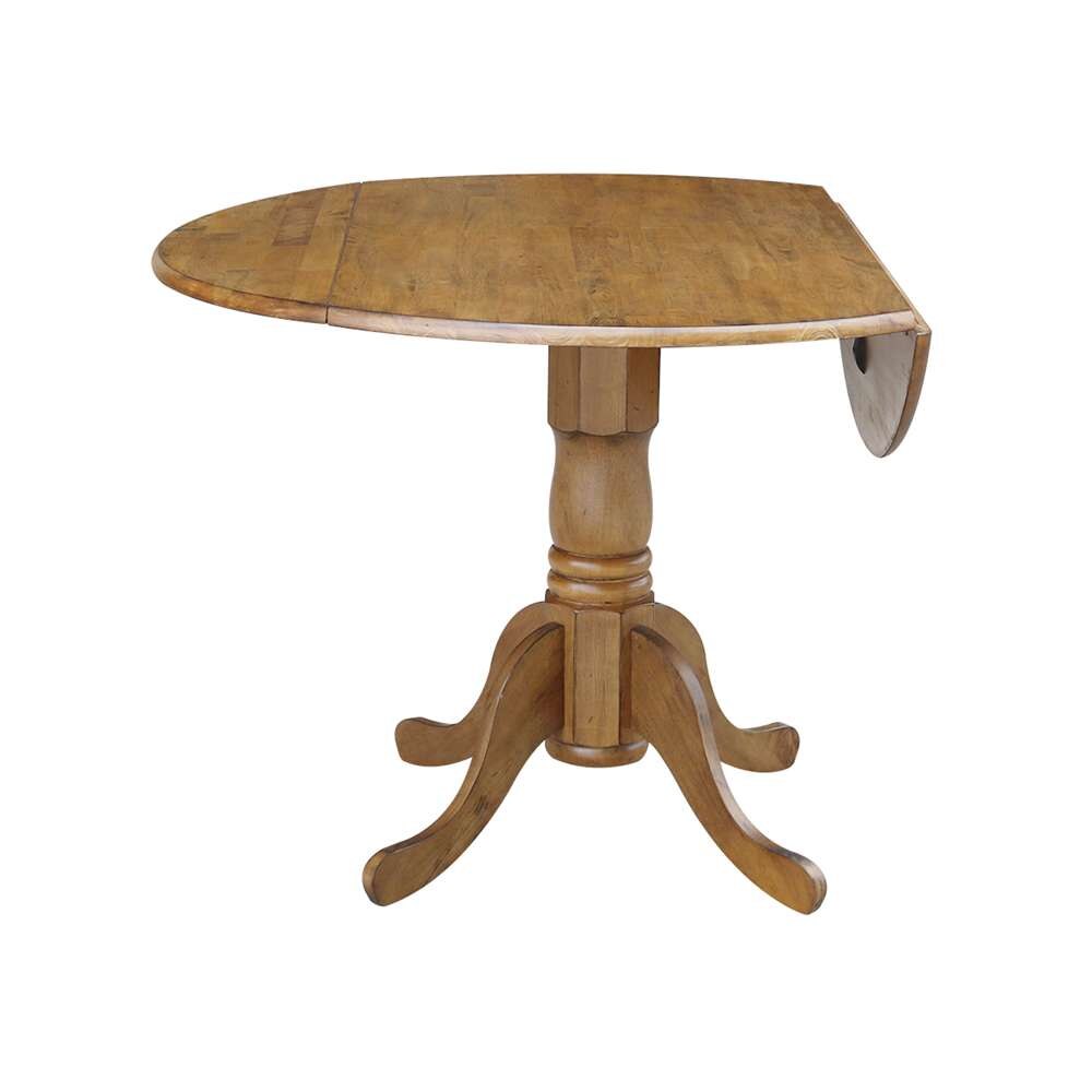 International Concepts - 42in Round Dual Drop Leaf Ped Table in Pecan Finish - T59-42DP veiw 3