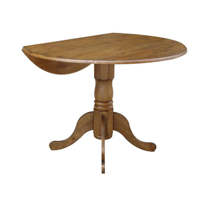 International Concepts - 42in Round Dual Drop Leaf Ped Table in Pecan Finish - T59-42DP veiw 4