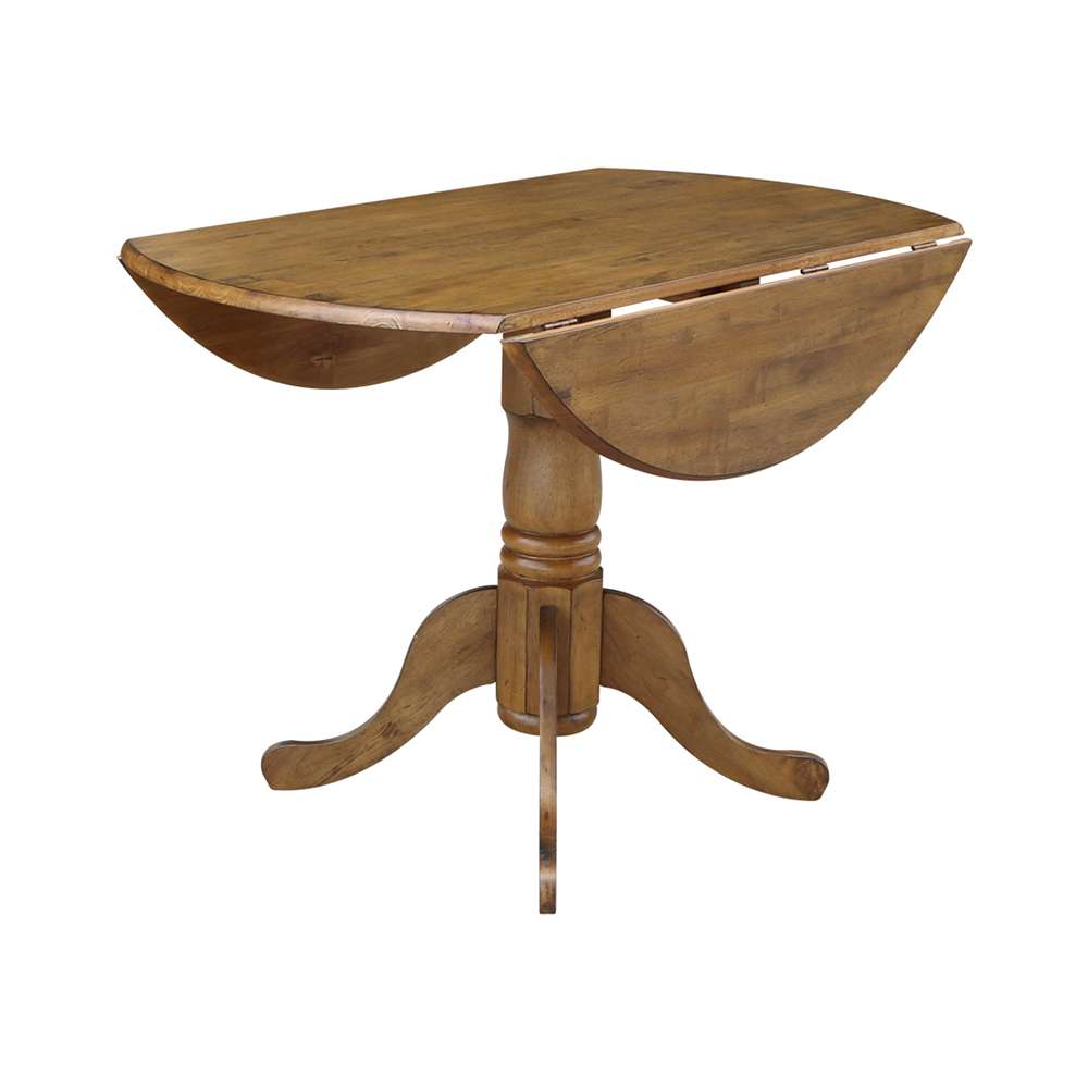 International Concepts - 42in Round Dual Drop Leaf Ped Table in Pecan Finish - T59-42DP veiw 5