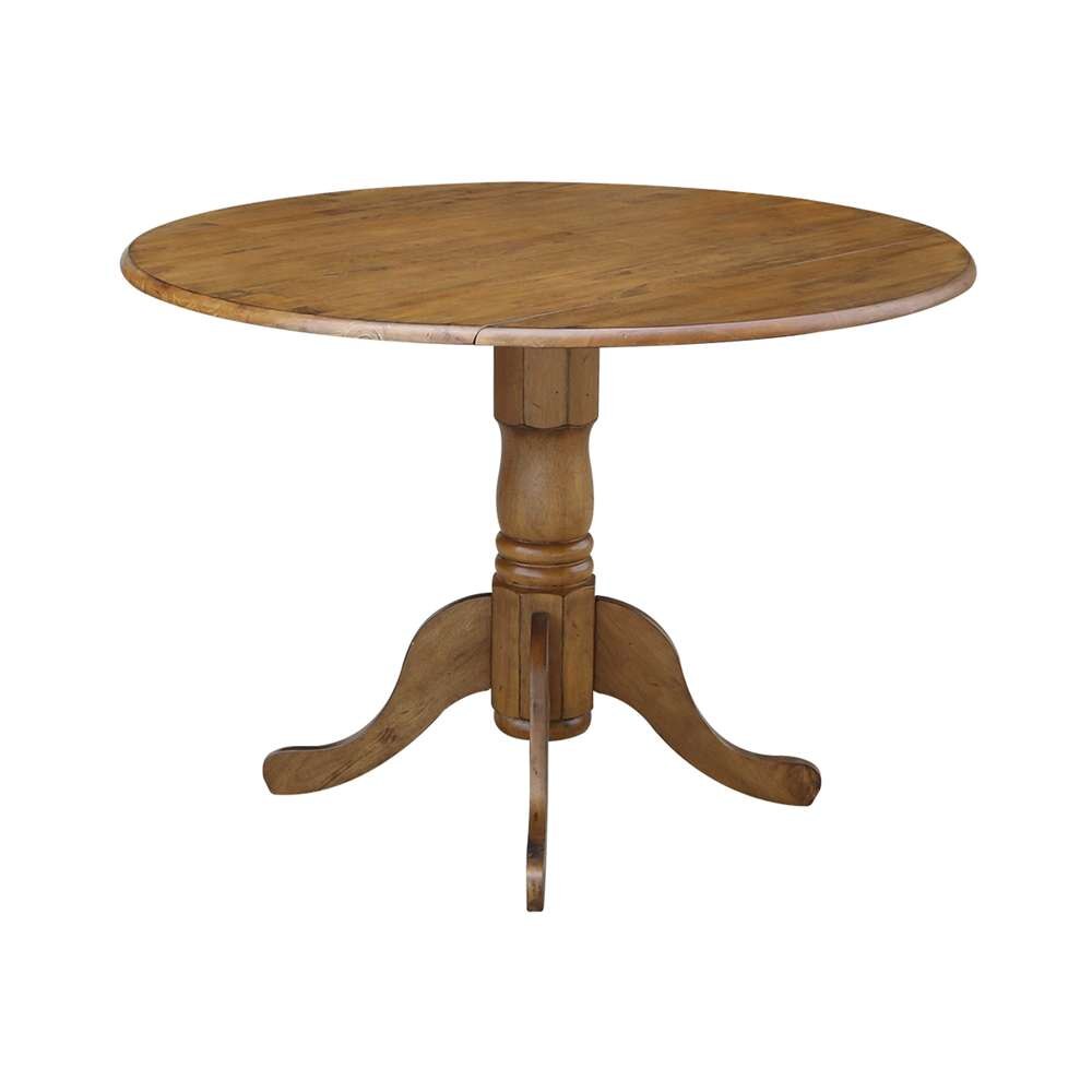 International Concepts - 42in Round Dual Drop Leaf Ped Table in Pecan Finish - T59-42DP veiw 6