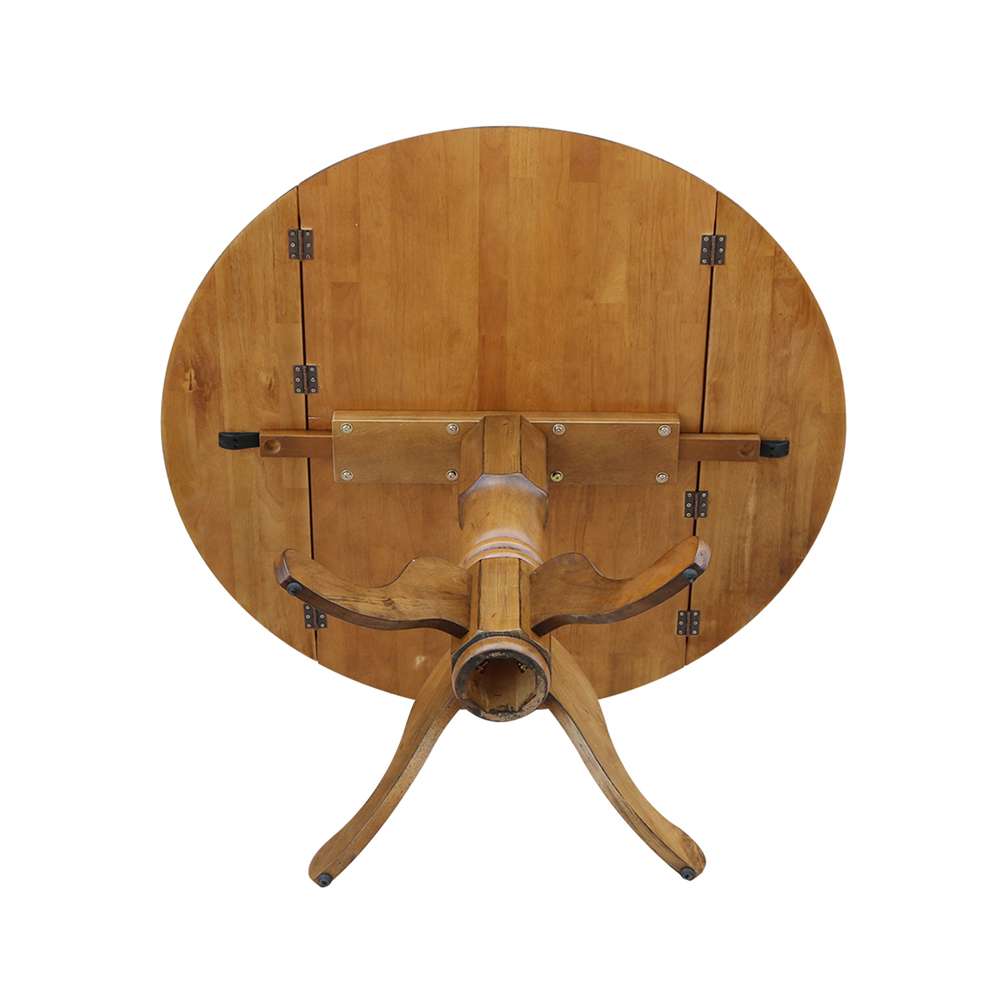 International Concepts - 42in Round Dual Drop Leaf Ped Table in Pecan Finish - T59-42DP veiw 7