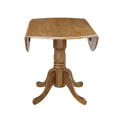 International Concepts - 42in Round Dual Drop Leaf Ped Table in Pecan Finish - T59-42DP veiw 8