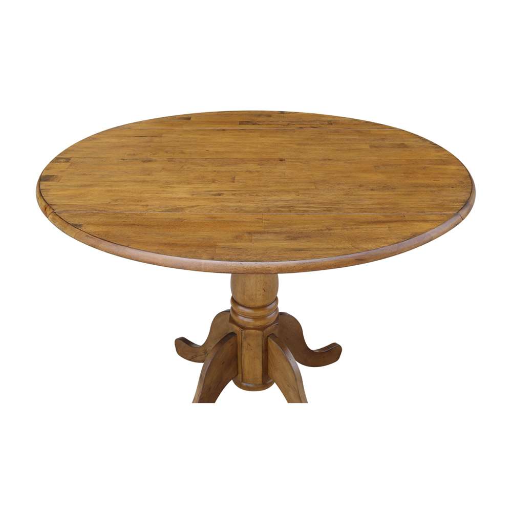 International Concepts - 42in Round Dual Drop Leaf Ped Table in Pecan Finish - T59-42DP veiw 9
