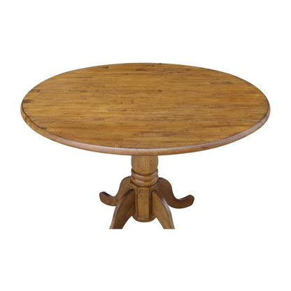 International Concepts - 42in Round Dual Drop Leaf Ped Table in Pecan Finish - T59-42DP veiw 9