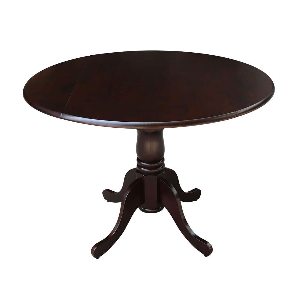 International Concepts - 42in Round Dual Drop Leaf Ped Table in Rich Mocha Finish - T15-42DP veiw 1