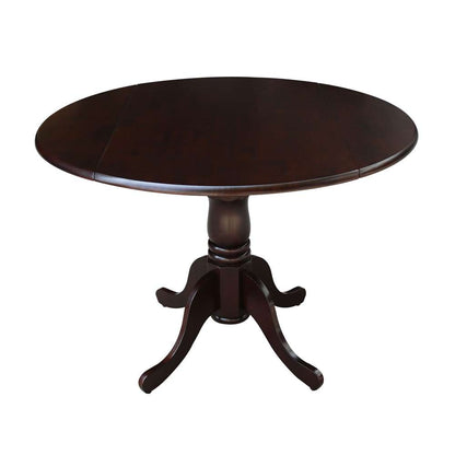 International Concepts - 42in Round Dual Drop Leaf Ped Table in Rich Mocha Finish - T15-42DP veiw 1