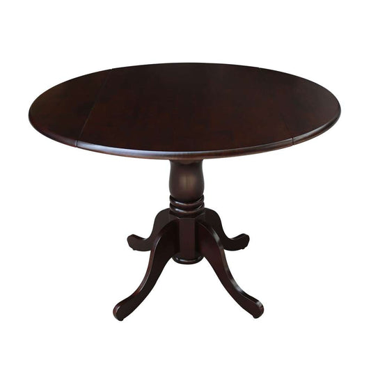 International Concepts - 42in Round Dual Drop Leaf Ped Table in Rich Mocha Finish - T15-42DP veiw 1