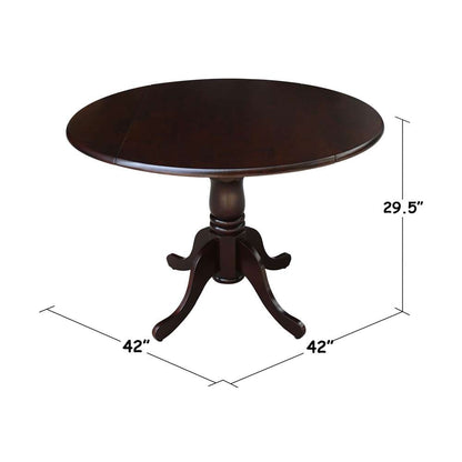 International Concepts - 42in Round Dual Drop Leaf Ped Table in Rich Mocha Finish - T15-42DP veiw 2