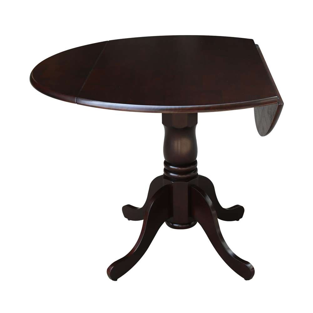 International Concepts - 42in Round Dual Drop Leaf Ped Table in Rich Mocha Finish - T15-42DP veiw 3