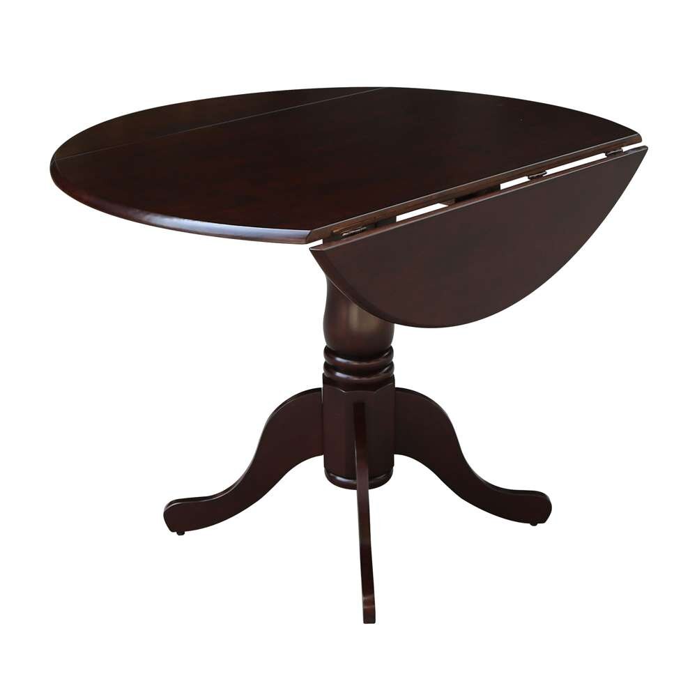 International Concepts - 42in Round Dual Drop Leaf Ped Table in Rich Mocha Finish - T15-42DP veiw 4